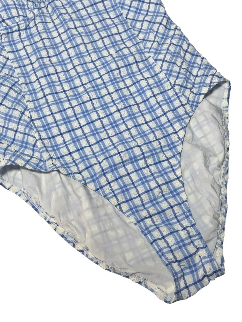 Tory Burch Blue Check Plaid Underwire One Piece Swimsuit Size Medium